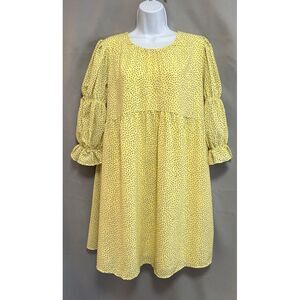 Yellow Babydoll Dress Womens Large Who What Wear Cottagecore Casual Spring Flowy